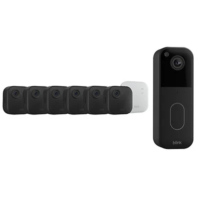 Système de surveillance avec caméras IP sans fil HD intégrale 1080p Outdoor 4 ( unités) et sonnette vidéo Wi-Fi 1440p de Blink