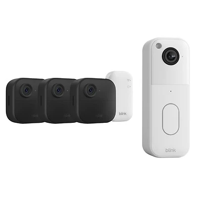Blink Outdoor 4 Wire-Free 1080p Full HD IP Security Camera System (-Pack) & 1440p Wi-Fi Video Doorbell