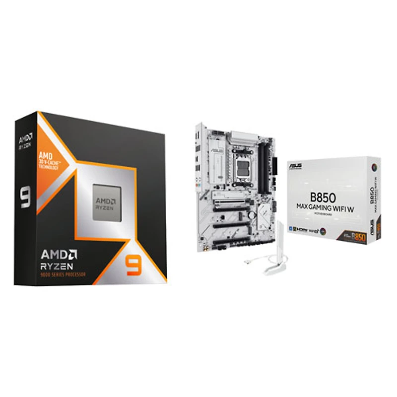 AMD Ryzen 9 9950X3D 16-Core AM5 Processor & ASUS B850 Max Gaming WIFI W ATX AM5 Motherboard