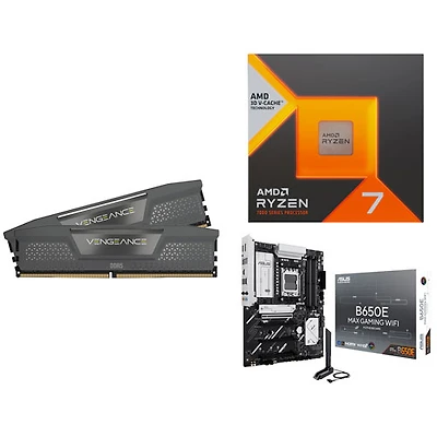 Corsair Vengeance 32GB DDR5 6400MHz Desktop Memory w/ ASUS B650E MAX Gaming Motherboard & AMD Ryzen 7 7800X3D Processor