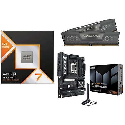 AMD Ryzen 7 9800X3D Processor w/ Corsair Vengeance 32GB DDR5 6000MHz Desktop Memory & ASUS TUF Gaming Motherboard