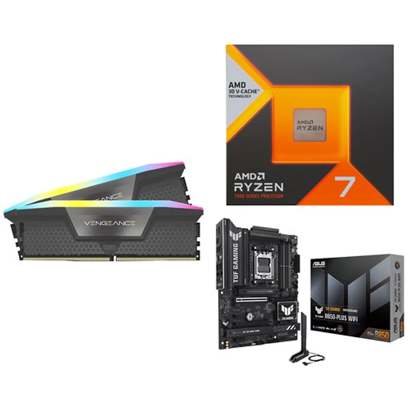 Corsair Vengeance RGB 32GB DDR5 6400MHz Desktop Memory w/ ASUS TUF Gaming Motherboard & AMD Ryzen 7 7800X3D Processor