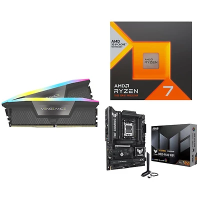 Corsair Vengeance RGB 32GB DDR5 6400MHz Desktop Memory w/ ASUS TUF Gaming Motherboard & AMD Ryzen 7 7800X3D Processor