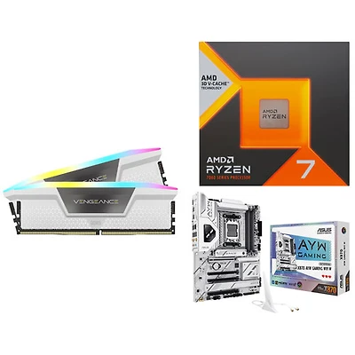 Corsair Vengeance RGB 64GB DDR5 6000MHz Desktop Memory w/ ASUS X870 AYW Gaming Motherboard & AMD Ryzen 7 7800X3D Processor