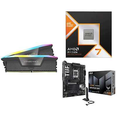 Corsair Vengeance RGB 64GB DDR5 6000MHz Desktop Memory w/ ASUS TUF GAMING Motherboard & AMD Ryzen 7 9800X3D Processor