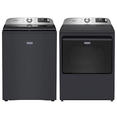 Maytag 6.0 Cu. Ft. High Efficiency Top Load Washer & 7.4 Cu. Ft. Electric Dryer - Midnight Steel