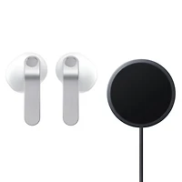 Écouteurs boutons 100 % sans fil à suppression du bruit Galaxy Buds4 de Samsung et chargeur sans fil magnétique - Blanc