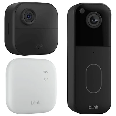 Blink Outdoor 4 Wire-Free 1080p Full HD IP Security Camera with Sync Module XR System Hub & 1440p Wi-Fi Video Doorbell