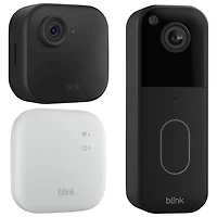 Blink Outdoor 4 Wire-Free 1080p Full HD IP Security Camera with Sync Module XR System Hub & 1440p Wi-Fi Video Doorbell