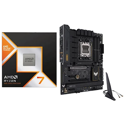 Processeur octocoeur AM5 5,2 GHz Ryzen 7 9800X3D d'AMD et carte mère de jeu B650-Plus Wi-Fi 6 ATX AM5 DDR5 TUF Gaming d'ASUS