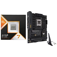 Processeur octocoeur AM5 5,2 GHz Ryzen 7 9800X3D d'AMD et carte mère de jeu B650-Plus Wi-Fi 6 ATX AM5 DDR5 TUF Gaming d'ASUS