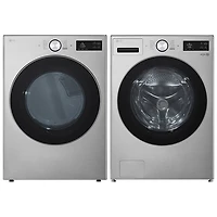 LG 5.8 Cu. Ft. High Efficiency Front Load Steam Washer & 7.4 Cu. Ft. Electric Steam Dryer - Graphite Steel