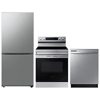 Samsung 30" 16.2 Cu. Ft. Bottom Freezer Refrigerator; Electric Range; Dishwasher - Stainless Steel