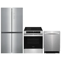 Cuisinière à induction avec convection par ventilateur et friture à l'air 30 po 5,3 pi³; Réfrigérateur à deux portes; Lave-vaisselle de Frigidaire - Acier inoxydable/Acier brossé