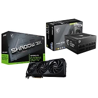 Carte graphique GeForce RTX 5070 Ti Shadow 3X OC GDDR7 de 16 Go de MSI et bloc d'alimentation ATX 3.0 entièrement modulaire 80 Plus Gold de 750 W