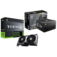 MSI GeForce RTX 5070 Ventus 2X OC 12GB GDDR7 Video Card & 80 Plus Gold 850W Fully Modular ATX 3.0 Power Supply