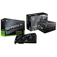 MSI GeForce RTX 5070 Ti Shadow 3x OC 16GB GDDR7 Video Card & 80 Plus Gold 850W Fully Modular ATX 3.0 Power Supply