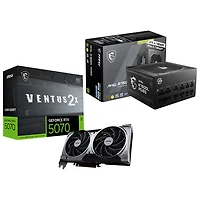 MSI GeForce RTX 5070 Ventus 2X OC 12GB GDDR7 Video Card & 80 Plus Gold 750W Fully Modular ATX 3.0 Power Supply