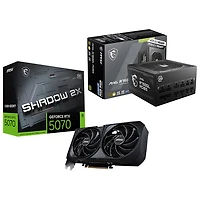 MSI GeForce RTX 5070 Shadow 2X OC 12GB GDDR7 Video Card & 80 Plus Gold 750W Fully Modular ATX 3.0 Power Supply