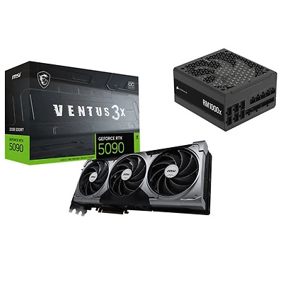 MSI Ventus GeForce RTX 5090 32GB GDDR7 Video Card & Corsair RMx 1000-Watt ATX Fully Modular Power Supply
