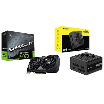 MSI GeForce RTX 5070 Shadow 2X OC 12GB GDDR7 Video Card & Corsair RMe Series 850-Watt ATX Modular Power Supply