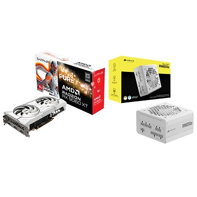 Sapphire Pure AMD Radeon RX 9060 XT 16GB GDDR6 Video Card & Corsair RM850e 850-Watt ATX 3.1 Fully Modular Power Supply