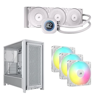 Corsair Nautilus 360 RS LCD Liquid CPU Cooling System, Frame 4000D Computer Case & RS120 Triple Case Fan Kit