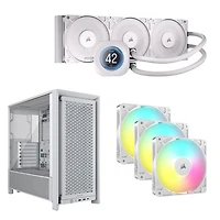 Corsair Nautilus 360 RS LCD Liquid CPU Cooling System, Frame 4000D Computer Case & RS120 Triple Case Fan Kit
