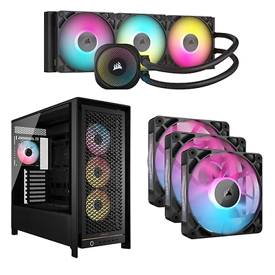 Corsair iCUE LINK Titan RX RGB 360mm Liquid CPU Cooling System, 5000D Computer Case, & RX120 Case Fans (3-Pack) -Black