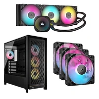 Corsair iCUE LINK Titan RX RGB 360mm Liquid CPU Cooling System, 5000D Computer Case, & RX120 Case Fans (3-Pack) -Black