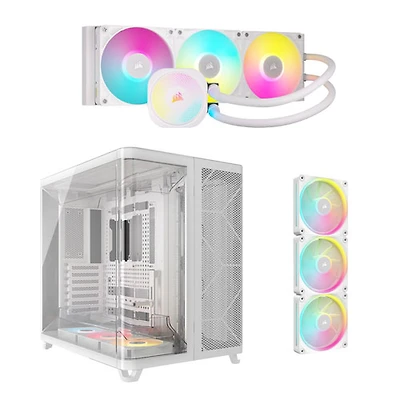 Corsair iCUE LINK Titan RX RGB 360mm Liquid CPU Cooling System, AIR 5400 Computer Case, & LX120 Triple Fans Starter Kit