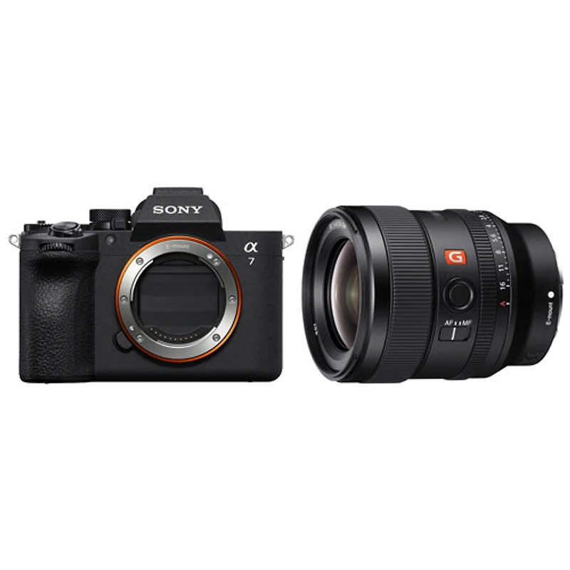 Appareil photo sans miroir plein format Alpha 7 V de Sony avec objectif à focale fixe grand-angle Premium G Master à monture E FE 24 mm f/1,4