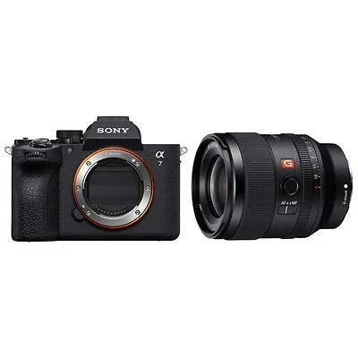 Appareil photo sans miroir plein format Alpha 7 V de Sony avec objectif à focale fixe grand-angle à grande ouverture FE 35 mm f/1,4 G Master haut de gamme