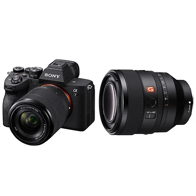 Appareil photo sans miroir plein format Alpha 7 IV de Sony avec objectif 28-70 mm et objectif à moteur linéaire XD à monture E 50 mm f/1,2 G Master