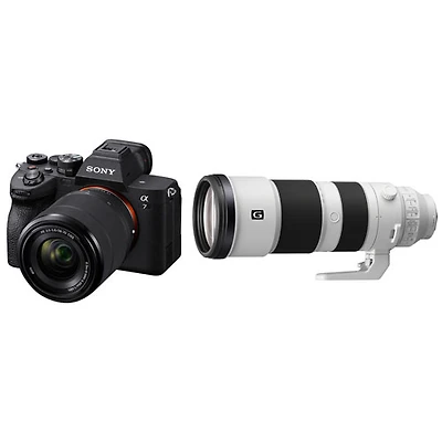 Appareil photo sans miroir plein format Alpha 7 IV de Sony avec objectif 28-70 mm et zoom super-téléobjectif FE 200-600 mm f/5,6-6,3 G OSS