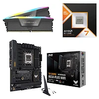 Mémoire vive Vengeance RGB DDR5 32 Go 6000 MHz de Corsair, processeur Ryzen 7 9800X3D d'AMD et carte mère TUF Gaming B650-Plus d'ASUS