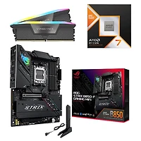 Mémoire vive Vengeance RGB DDR5 32 Go 6000 MHz de Corsair, processeur Ryzen 7 9800X3D d'AMD et carte mère de jeu ROG Strix B850-F Gaming d'ASUS
