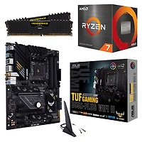 Mémoire vive Vengeance LPX DDR4 32 Go 3200 MHz de Corsair, processeur Ryzen 7 5800XT d'AMD et carte mère TUF Gaming B550-Plus d'ASUS
