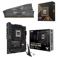 Mémoire vive Vengeance DDR5 de 32 Go de Corsair, processeur Ryzen 9 9900X 5,6 GHz AM5 et carte mère Wi-Fi 6 ATX AM5 B650-Plus Gaming