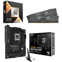 Processeur 16 coeurs AM5 Ryzen 9 9950X3D d'AMD, mémoire vive DDR5 32 Go et carte mère de jeu Wi-Fi 6 ATX AM5 DDR5 B650-Plus