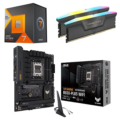 AMD Ryzen 7 7800X3D 8-Core AM5 Processor, 16GB DDR5 Desktop Memory & B650-Plus Gaming WiFi6 ATX AM5 DDR5 Motherboard