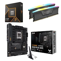 Processeur 8 coeurs Ryzen 7 9700X AM5 d'AMD, mémoire vive DDR5 16 Go RGB et carte mère de jeu AM5 Wi-Fi 6 ATX DDR5 B650-Plus