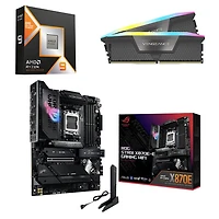AMD Ryzen 9 9900X3D 12-Core AM5 Processor, RGB 32GB DDR5 Desktop Memory & ROG Strix X870E-E Gaming WiFi7 AM5 Motherboard