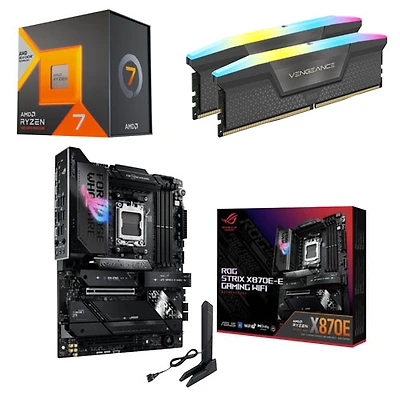 ASUS ROG Strix X870E-E Gaming WiFi7 AM5 DDR5 Motherboard, Ryzen 7 7800X3D 8-Core AM5 Processor & 16GB 6000MHz Desktop Memory