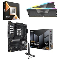 Processeur Ryzen 9 9900X3D AM5 d'AMD, mémoire vive Vengeance RVB DDR5 32 Go et carte mère Wi-Fi 7 ATX AM5 TUF GAMING X870-PLUS