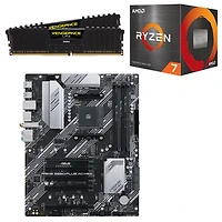 Mémoire vive Vengeance LPX DDR4 32 Go 3200 MHz de Corsair, processeur 8 coeurs Ryzen 7 5800XT 4,8 GHz AM4 et carte mère Prime B550-PLUS AC-HES Wi-Fi 5 AM4 DDR4
