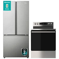Hisense 30" 20.8 Cu. Ft. French Door Refrigerator; Electric Air Fry Range - SS
