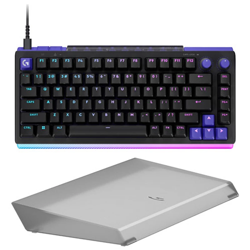 Clavier de jeu 75 % mécanique analogique TMR rétroéclairé DUAL SWAP G512 X 75 de Logitech G avec barre lumineuse - Repose-poignets avec amplification d'éclairage