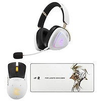 ASUS ROG Delta II-KJP Wireless Gaming Headset with Wireless Optical Gaming Mouse & Mouse Pad - White
