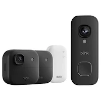 Blink Outdoor 2K+ Wire-Free Add-On IP Security Camera w/Sync Module Core & Wired Video Doorbell - 2 Pack - Black
